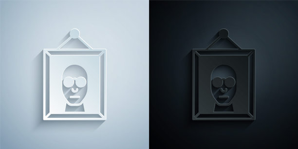 剪纸图片图标隔离在灰色和黑色的背景。纸艺风格。向量图片下载