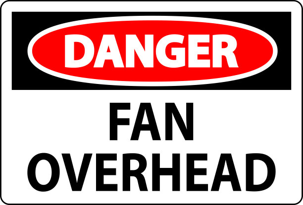 危险标志风扇头顶图片下载