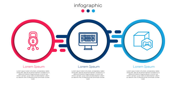 集网络安全，二进制代码和NFT数字加密艺术。业务信息图表模板。向量图片下载
