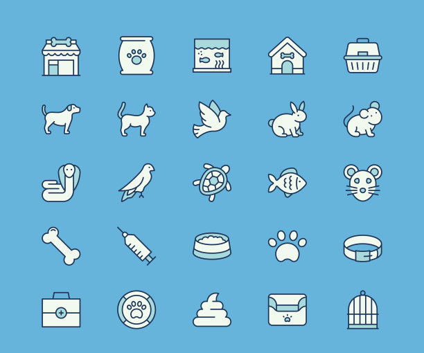 宠物商店多色线图标图片下载