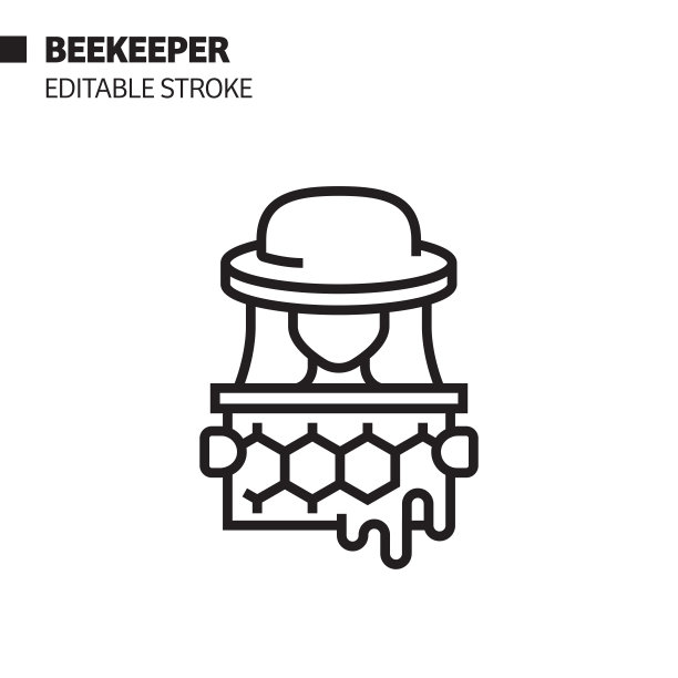 养蜂人线图标，轮廓矢量符号插图。完美像素，可编辑的描边。图片下载