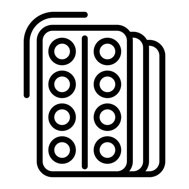 泡罩包装与药丸线图标，Covid-19大流行的概念，治疗冠状病毒疾病与片剂签署在白色背景，药丸护理图标轮廓风格。矢量图形。图片下载