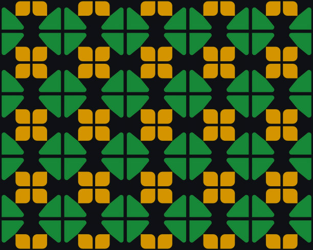 黑色背景上无缝绿色和黄色菱形瓷砖图案的插图图片下载