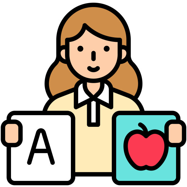 拿着字母闪存卡图标的女教师，一个与教育相关的化身图片下载