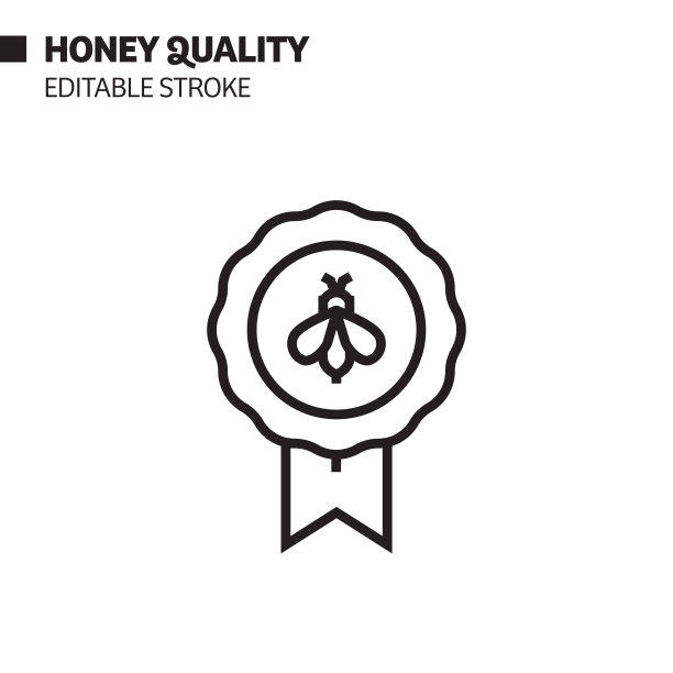 蜂蜜质量线图标，轮廓向量符号插图。完美像素，可编辑的描边。图片下载