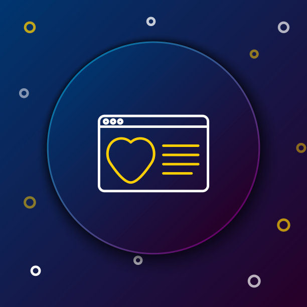 线约会应用程序在线笔记本电脑的概念图标孤立的蓝色背景。女性男性轮廓扁平设计。夫妻关系的匹配。色彩缤纷的轮廓概念。向量图片下载