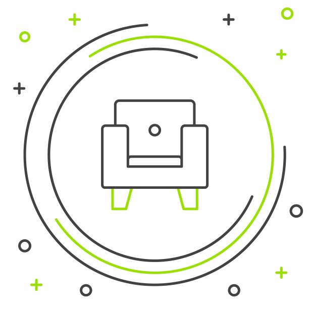 线扶手椅图标孤立的白色背景。色彩缤纷的轮廓概念。向量图片下载