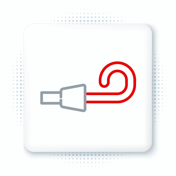 线生日派对喇叭图标孤立的白色背景。色彩缤纷的轮廓概念。向量图片下载