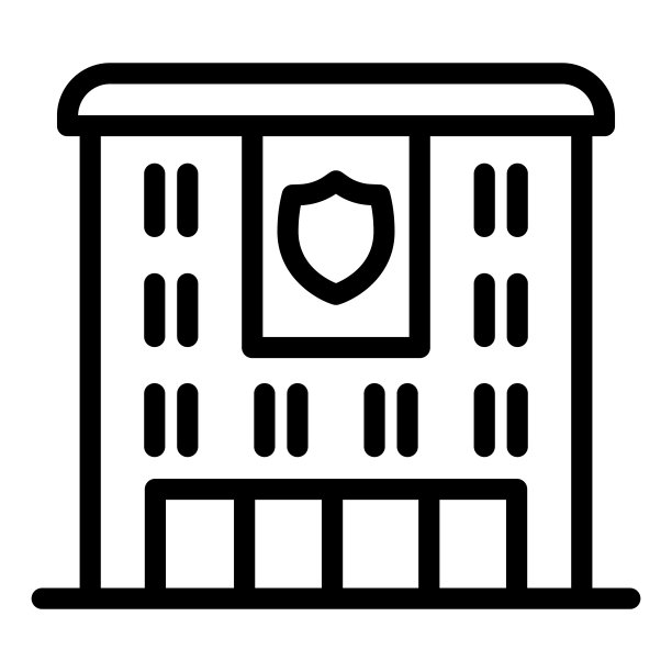 消防部门大楼线条图标。紧急消防站轮廓风格的白色背景象形文字。消防标志移动概念网页设计。矢量图形。图片下载