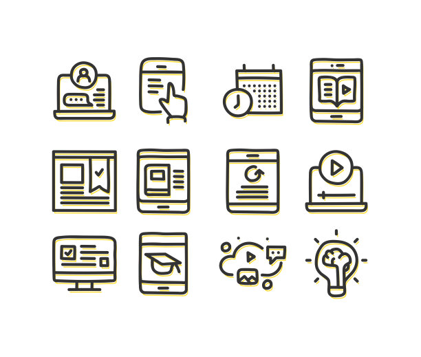 在线教育涂鸦图标集图片下载