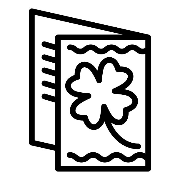 贺卡与三叶草线图标。三叶草花在海报上的轮廓风格象形文字在白色的背景。圣帕特里克节派对邀请移动概念网页设计。矢量图形。图片下载