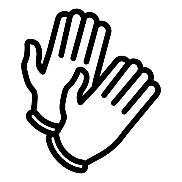 一次性医用橡胶手套线图标。一副手套轮廓风格的象形文字在白色的背景。冠状病毒防护标志移动概念网页设计。矢量图形。图片下载