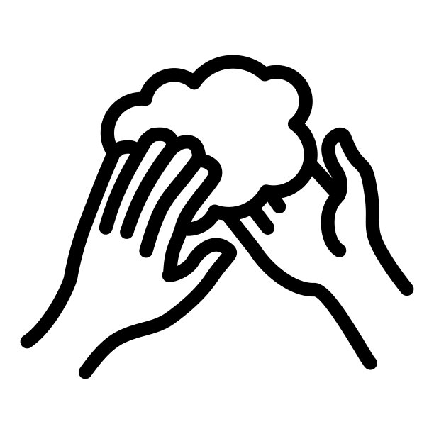 手和泡沫线图标。洗手卫生用肥皂白底轮廓式象形文字。保健防病毒手机概念网页设计。矢量图形。图片下载