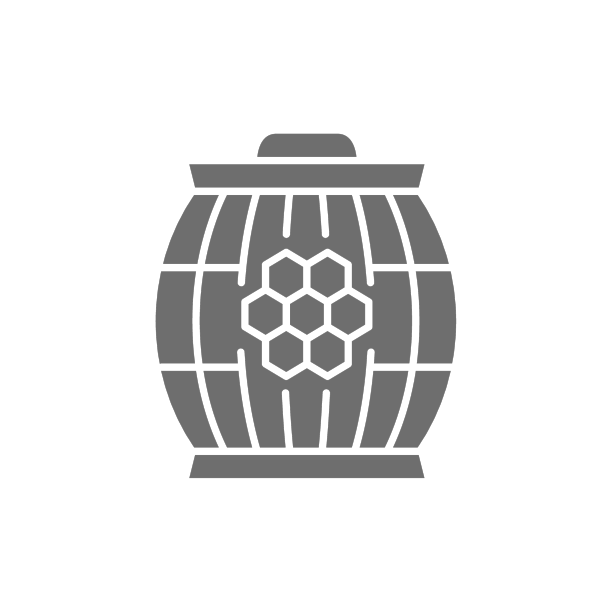 装满蜂蜜的灰色木桶图标图片下载