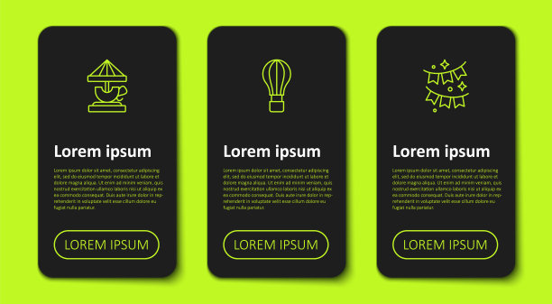 景点旋转木马、热气球和嘉年华彩旗花环。业务信息图表模板。向量图片下载