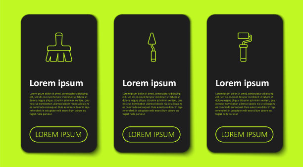 设置线刷、调色刀和滚筒。业务信息图表模板。向量图片下载
