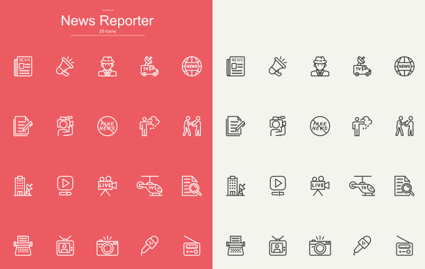 新闻记者线图标设计图片下载
