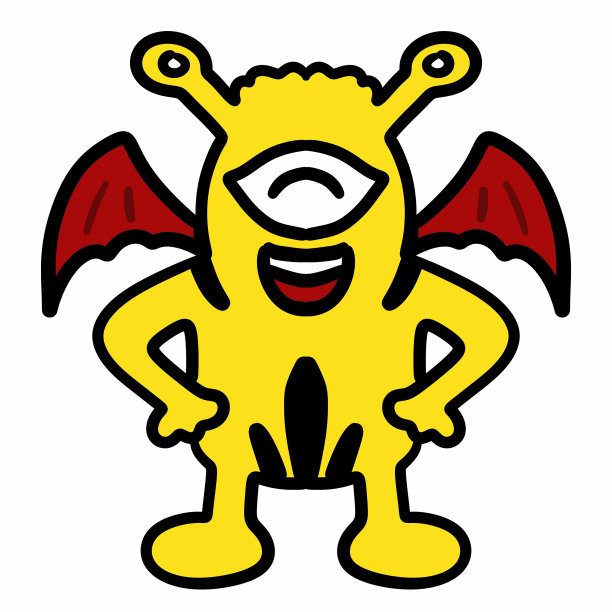 白色背景上的卡通涂鸦怪物图片下载