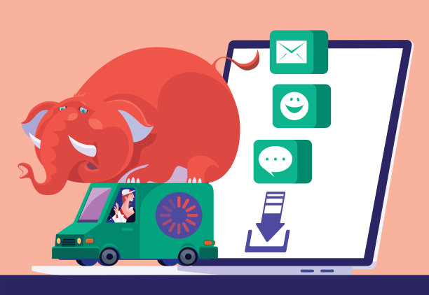 快递司机等着从笔记本电脑上传大象的日期图片下载