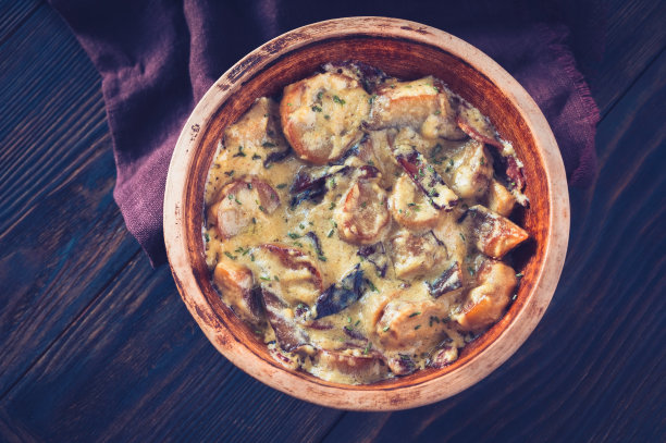 奶油蒜茸和培根图片下载