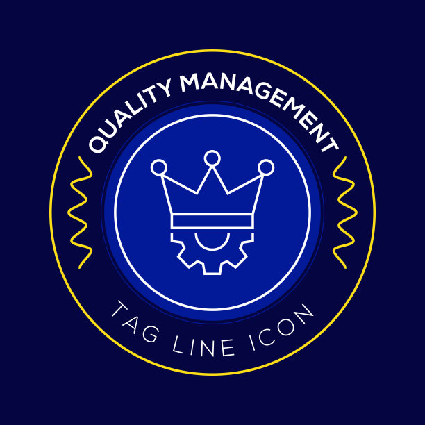 质量管理圈徽章，现代标志矢量图标设计线条风格图片下载