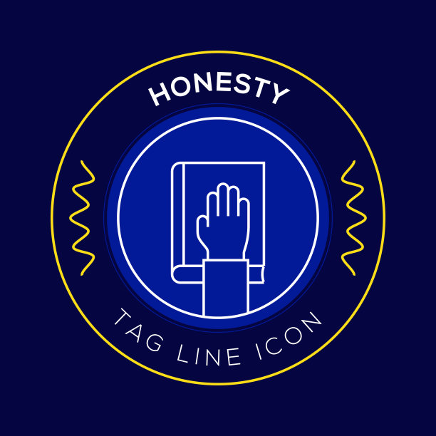 诚信圈徽章，现代标志矢量图标设计线条风格图片下载