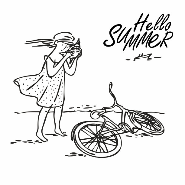 你好，夏天，一个小女孩在听贝壳图片下载