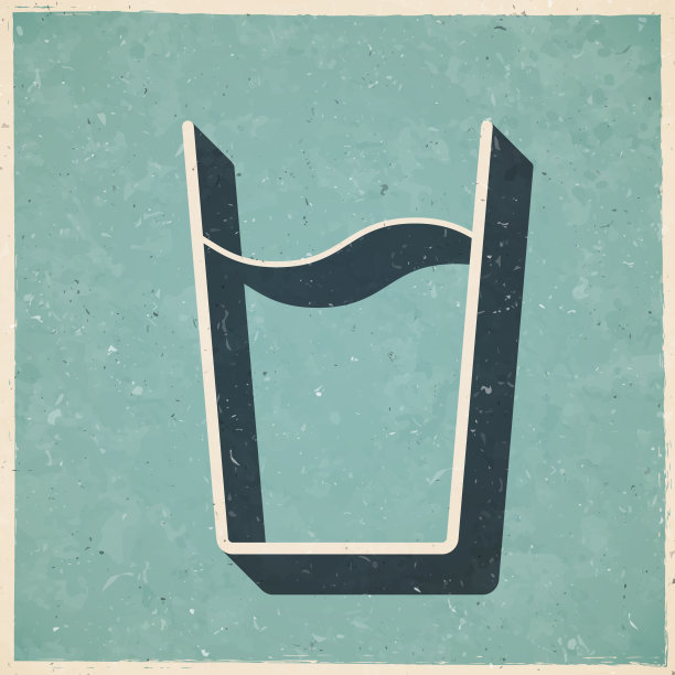 一杯水。复古风格的图标-旧的纹理纸图片下载