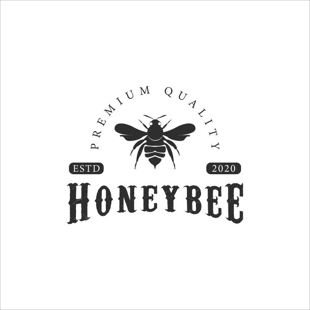 蜜蜂标志复古模板图标图形图片下载