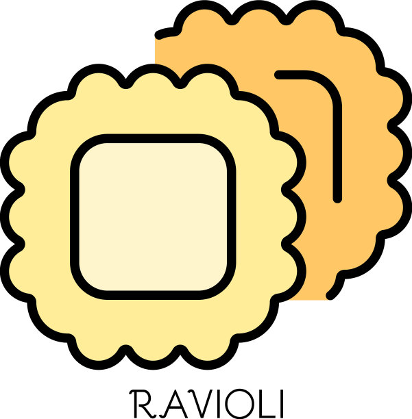 馄饨面食图标颜色轮廓图片下载