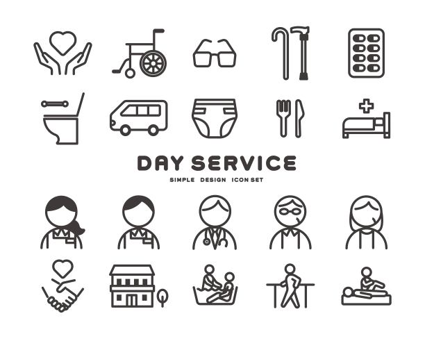 与日间服务/护理相关的矢量图示材料图片下载