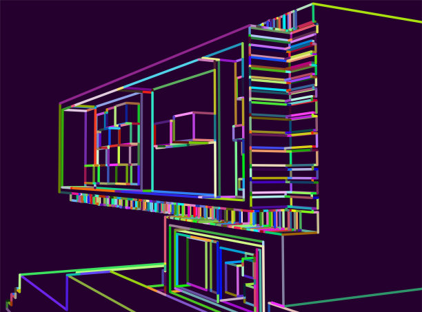 网络空间风格未来霓虹灯城市结构透视图案背景图片下载