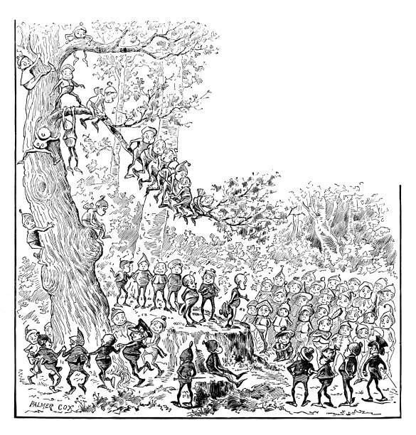 有趣的卡通人物的古董插图(“布朗尼”，1887年)图片下载