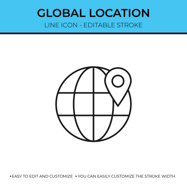 全球位置单线图标图片下载