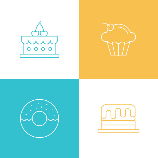 矢量插图面包房和糕点相关的细线图标。可编辑的矢量中风。图片下载