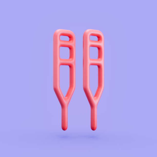 无障碍图标，行走支持，拐杖3D图标。单色轮廓图标，3d渲染图片下载