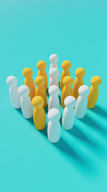 工作团队由白色和黄色不同颜色的塑料片组成，社区主题图片下载