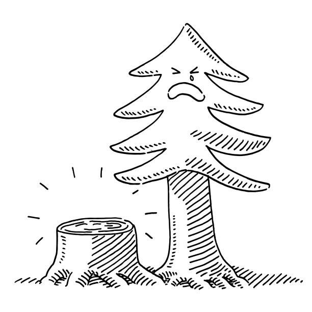 伐木悲伤树概念图图片下载