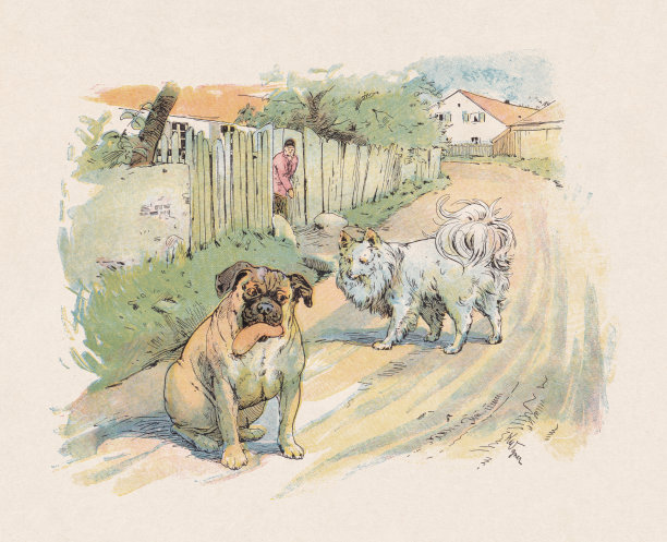 斯皮兹和帕格，彩色木版画，出版于1897年图片下载