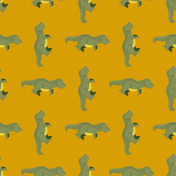 无缝图案可爱的霸王龙恐龙。有趣的恐龙背景涂鸦风格。图片下载