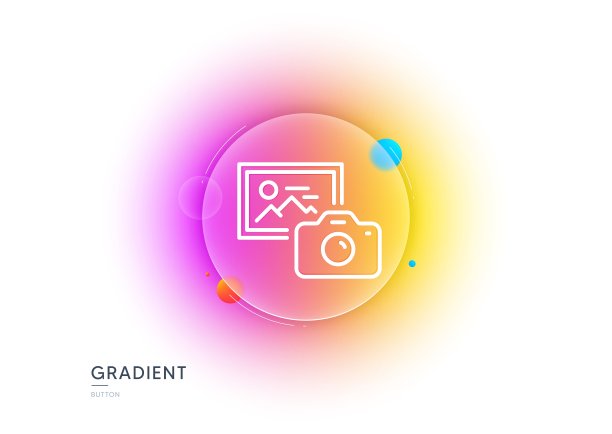 照片相机线图标。摄影图像信号。梯度模糊按钮。向量图片下载