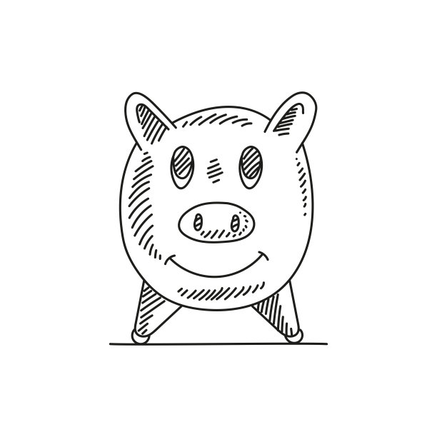 存钱罐手绘草图图标，矢量插图图片下载