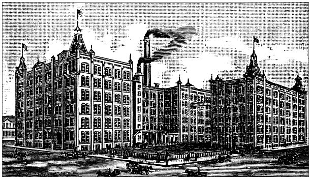 古董插图美国，密苏里州的地标和公司:圣路易斯，利格特和迈尔斯烟草公司。图片下载