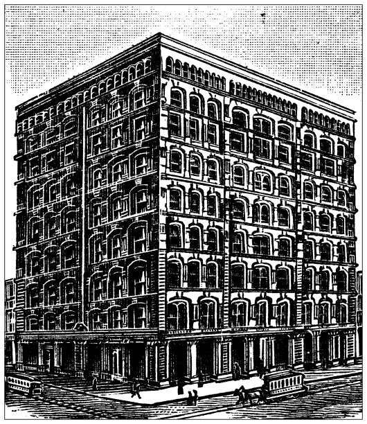 古董插图美国，密苏里州地标和公司:圣路易斯，美国中央保险公司。图片下载