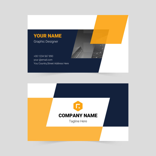 黄色和黑色的现代名片模板图片下载