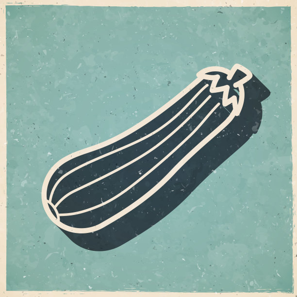 南瓜和小胡瓜。复古风格的图标-旧的纹理纸图片下载