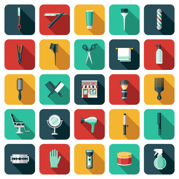 理发店图标套装图片下载