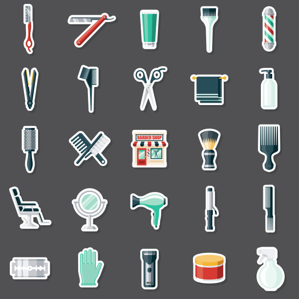 理发店贴纸套装图片下载