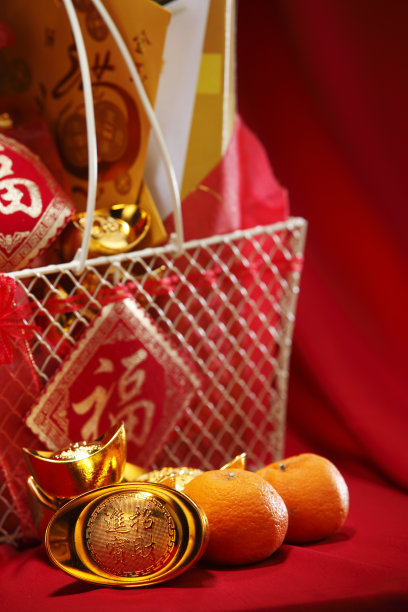 中国新年篮对红布图片下载