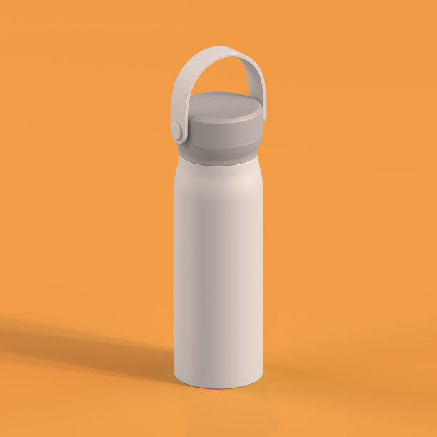 单色瓶在橙色背景，3d渲染图片下载